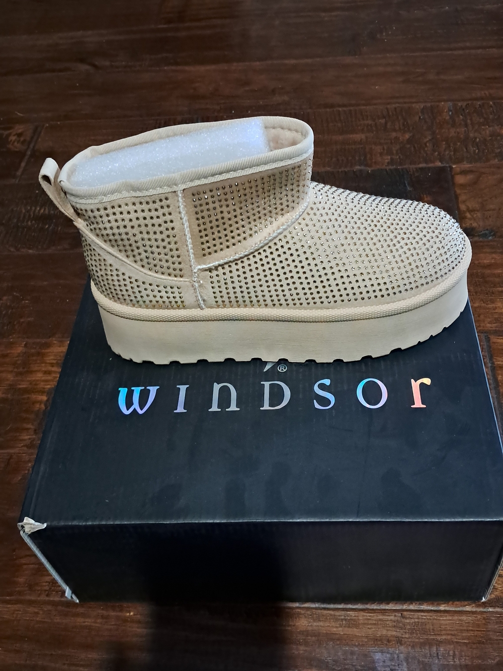 Windsor Cream Perforated Platform Ankle Bootie